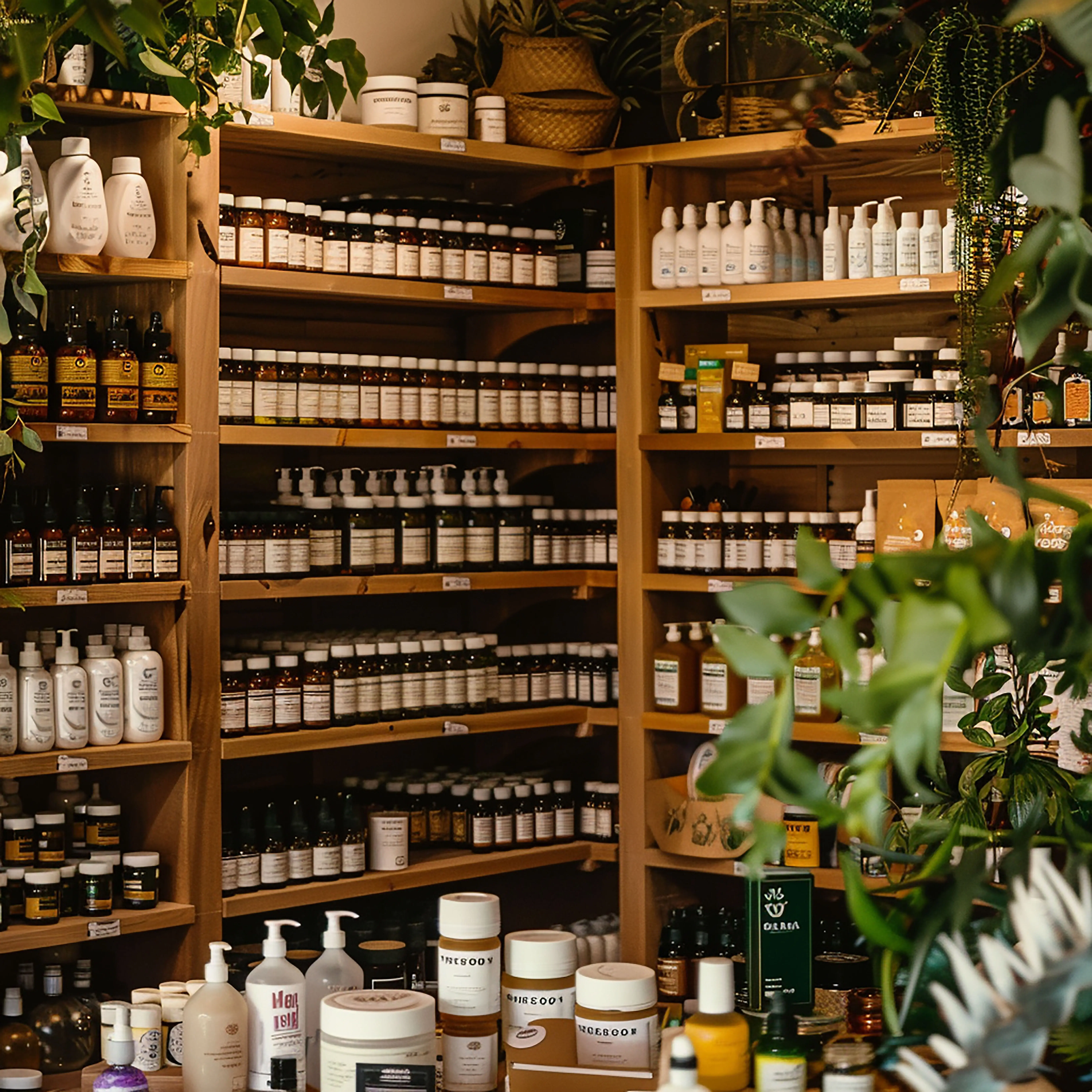 Ein Wellnessgeschäft mit Nahrungsergänzungsmitteln und Naturprodukten.